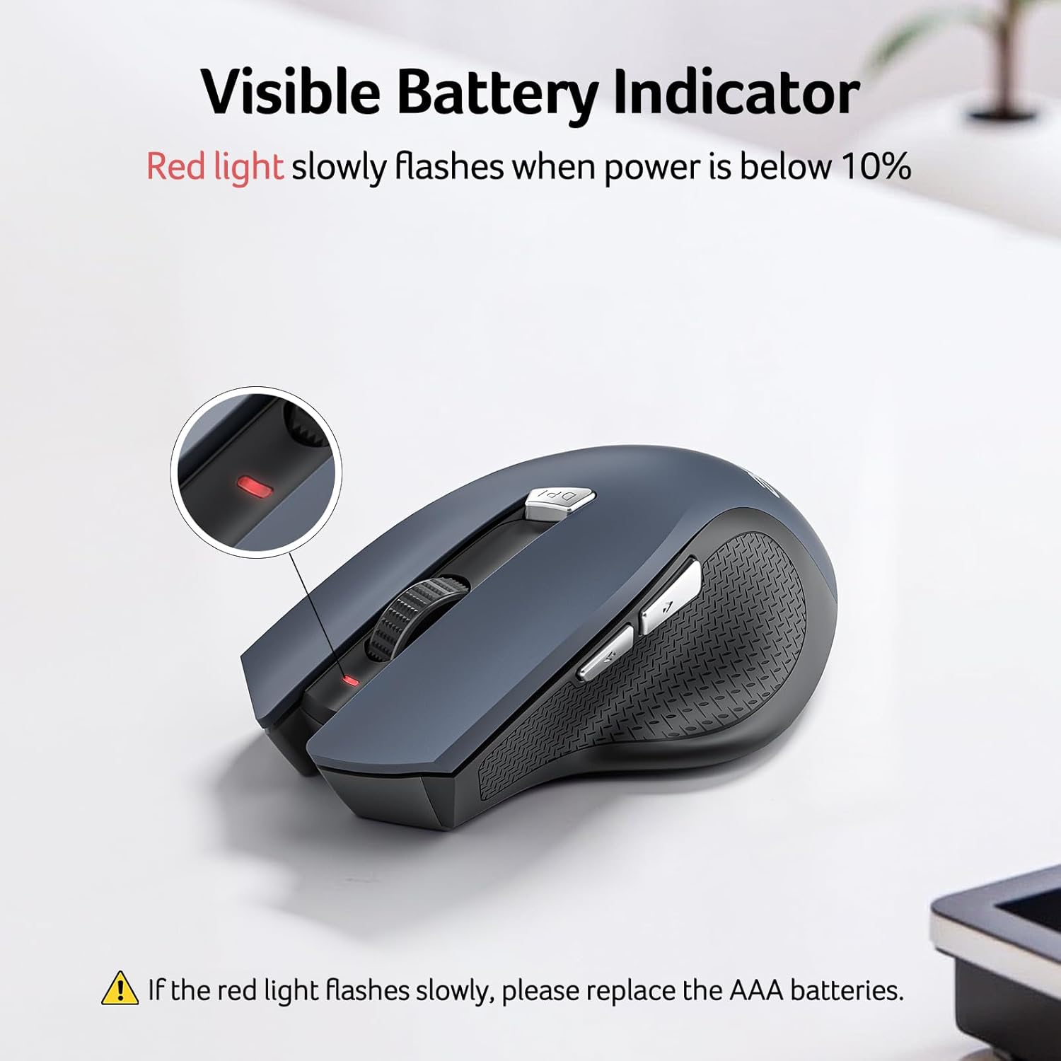 acer Wireless Mouse for Laptop, 2.4GHz Computer Mouse 3 Adjustable DPI Office Cordless USB Mice with USBA Receiver, 6 Buttons, 1600 DPI, Medium to Large Sized Hands Compatible with PC, Laptop, Desktop - Image 5