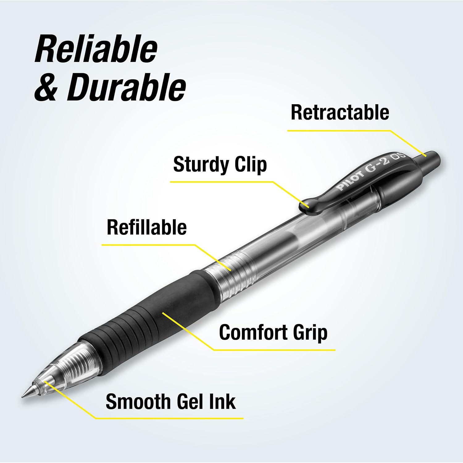 Pilot G2 Premium Gel Roller Pens, Extra Fine Point 0.5 mm, Gel Pens Black Ink, Pack of 12 - Ideal for School, Journaling & Office Writing - Image 5